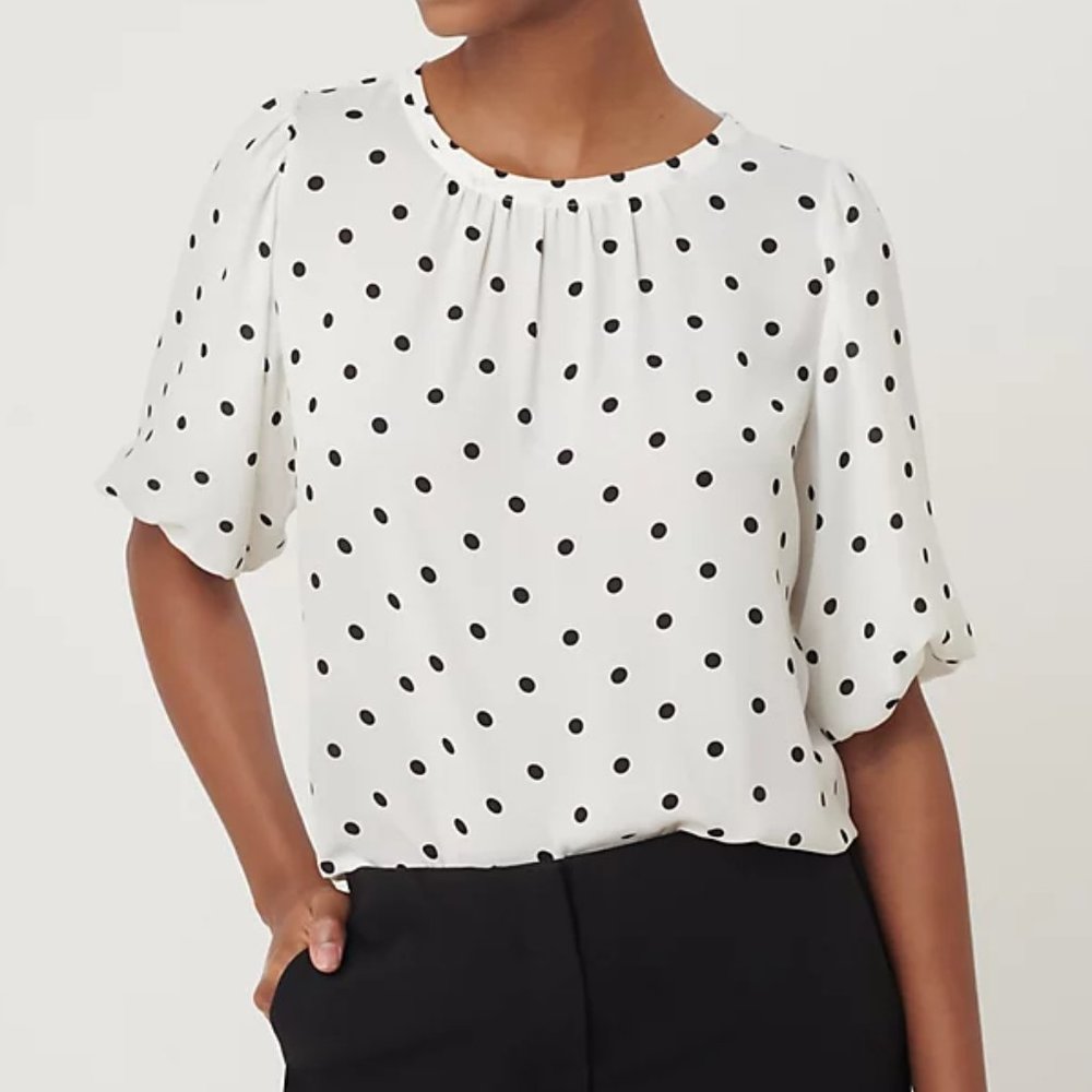 LOFT | Dotted Balloon Sleeve Top